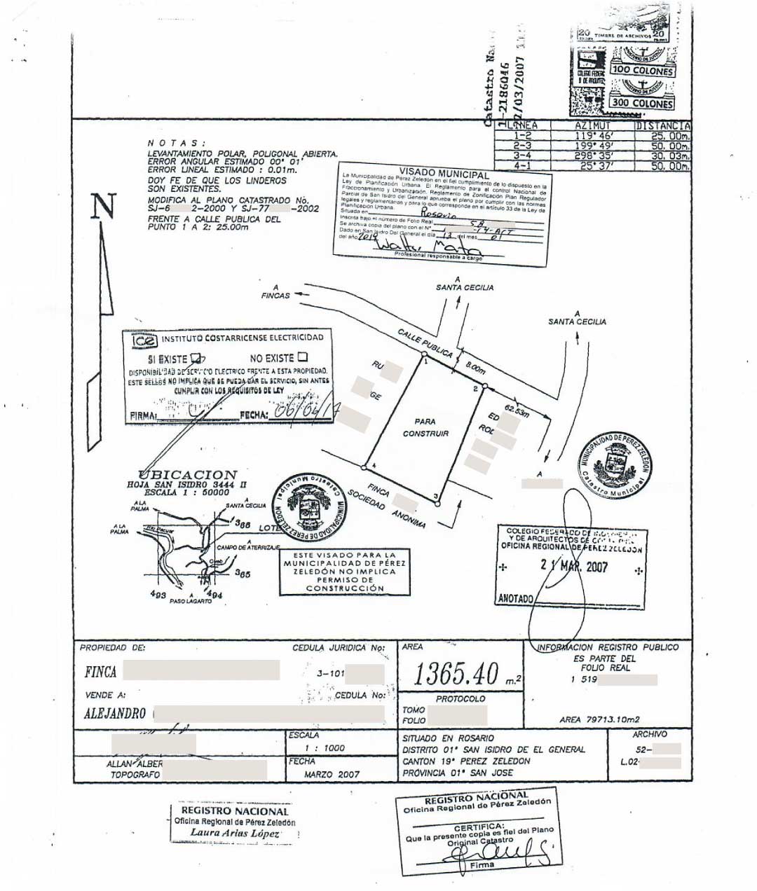 Ejemplo de plano catastro de Costa Rica