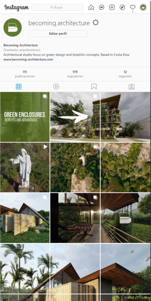 Instagram del estudio de arquitectura Becoming Architecture